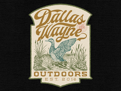 Dallas Wayne Outdoors branding company brand logo company branding company logo design graphic design hunting illustration logo mallard outdoors typeface wild