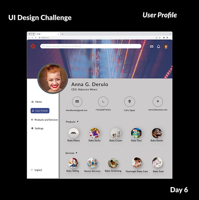 User profile page design figma ui