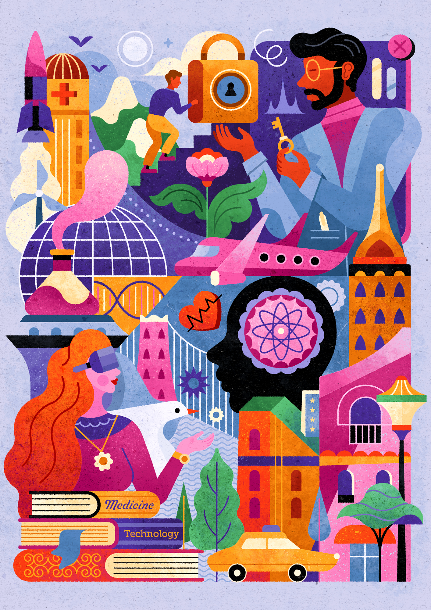 Technology and DTx abstract adobe illustrator buildings city corporate corporate memphis design development digital art digital health economy geometric illustration medical pattern science tech technology vector visual