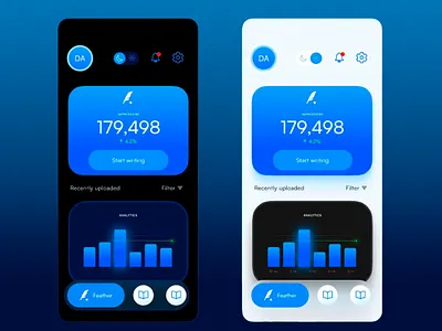 Writing App Dashboard app design content creative dark mode dashboard editing app impressions light mode mobile design saas simple navigation story sharing tech ui design ux design writer writing writing analytics writing software writing tools