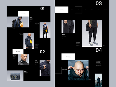 Dark theme concept black and white brutalism dark theme dark ui fashion grid modern streetwear ux ui webdesign website website concept