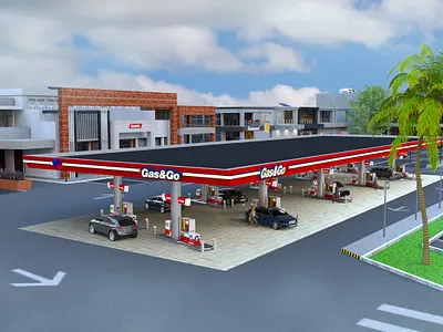 3D Visualisation of a Gas Station 3d 3d art 3d artwork 3d modeling 3d visualization