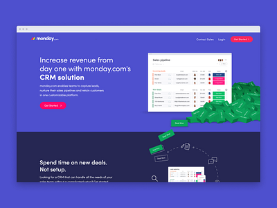 Landing page about CRM colors creative design marketing scroll ui