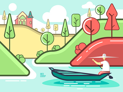 Meghalaya illustration asia boat hills illustration landing page meghalaya refreshing stroke illustration vector illustration vectorart