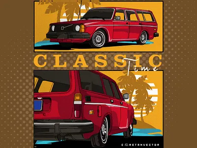 classic volvo classic design illustration illustrator indonesia retro vector vehicle volvo
