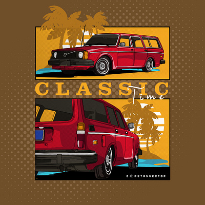 classic volvo classic design illustration illustrator indonesia retro vector vehicle volvo