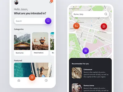 Travel App app design system figma freebie mobile travel