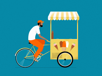 Ice cream vender coreldraw flatcolors illustration minimalistic vector