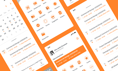 UC Student Mobile App Redesign app calendar design education flat minimal ui ux