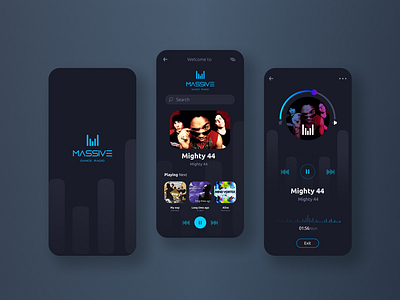 Mobile App concept for online radio Massive in "Melbourne" mobile app online radio ui