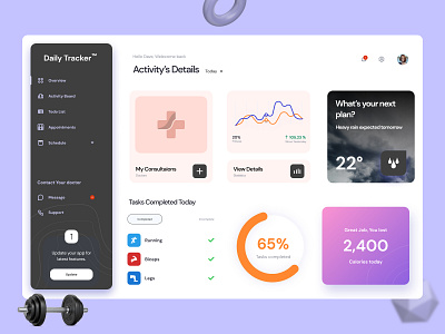 Health Tracker Dashboard daily tracker daily ui dashboad dashboard ui dribbble best shot fitness fitness dashboard fitness tracker health health app health care health dashboard health tracker healthcare medical medical app medical care medical dashboard modernism uiux design