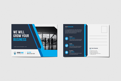 Corporate postcard design template advertise agency blue business postcard commercial corporate postcard creative design graphic designer graphicdesign postcard postcard design postcard size postcard template print design vector