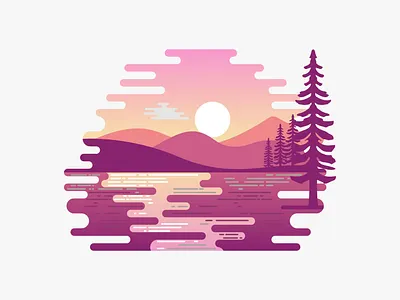 mount river design icon illustration logo sketch vector