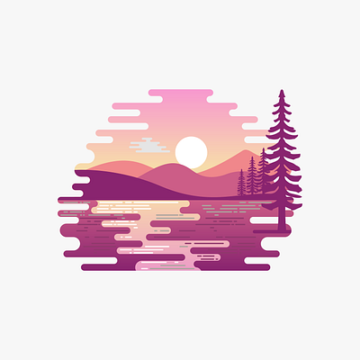 mount river design icon illustration logo sketch vector