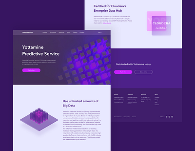 Yottamine website redesign concept 3d ai analytics big data glassmorphism illustraion isometric landing machine learning platform redesign website