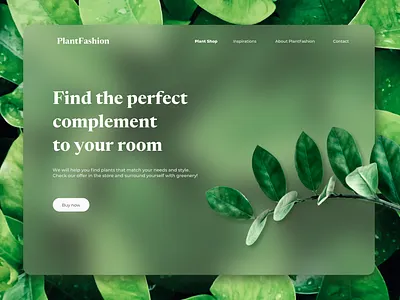 PlantFashion in glassmorphism design app blur frosted glass glass glassmorphism green interface minimal minimaldesign plants typography ui uiux web web design web ui web ui design website website concept website design