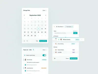 Management Dropdowns app calendar calendar ui crm design system dropdown figma invites list management management app modal popup table task management tasks timeline ui ux widelab