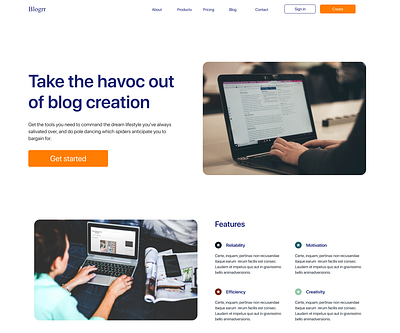 Bloggr ( A blogging site landing page design? design minimal ui ux web