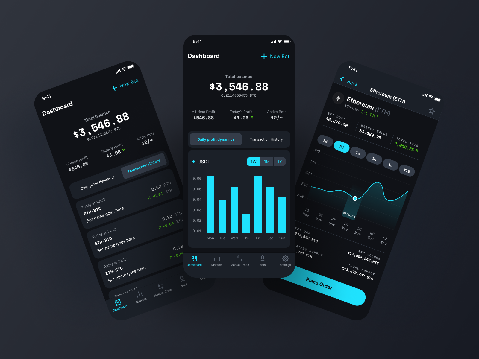 Example of BrontoBot - Crypto investment app