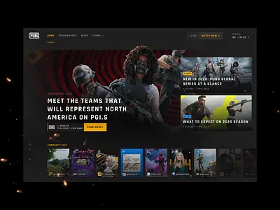 PUBG Esports Official Portal | Home Hero dark esports figma game gaming hero interface portal pubg stories ui design web design website