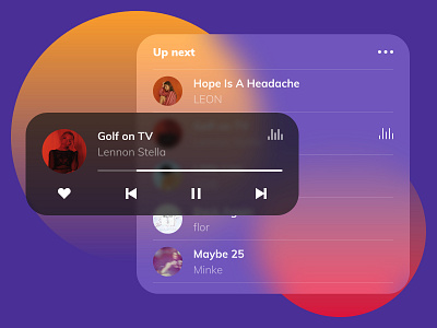 Music player alements circle colour digital design glassmorphism liverpooldesigner music music player orange red ui uidesign