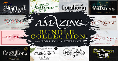 Amazing Fonts Bundle bundle calligraphy font handwritten sale script wedding font