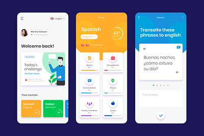 Language Learning App UI Design Concept app learning app learning management system learning platform mobile app design