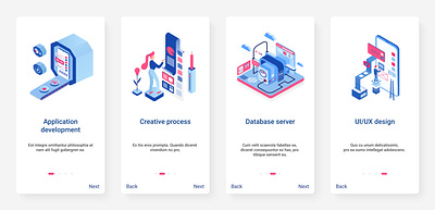 Creative Onboarding Mobile Application Screens app design mobile app design onboarding illustration onboarding screen onboarding ui ui