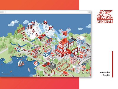 Generali​​​​​​​ interactive Graphic generali illustration insurance interactive interactive design isometric lifetime partner