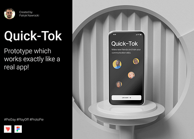 Quick-Tok | Prototype which works exactly like a real app! animation app apple dating design illustrator minimal pieday protopie prototyping social ui ux