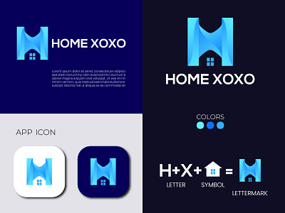 Home Xoxo modern Lettermark logo Design branding branding logo design designer flat h home logo home logo house logo illustration letter logo letter x logo logo logotype minimalist modern letter logo modern logo real estate type typography vector