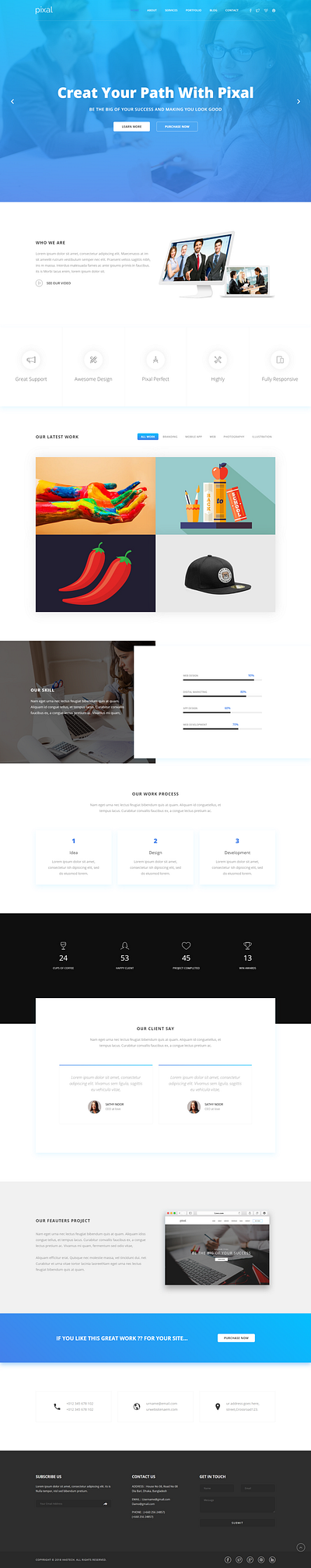 Pixal Multipurpose HTML Template 2 agency business corporate corporate business creative minimal multipurpose one page onepage personal photography professional responsive html restaurant