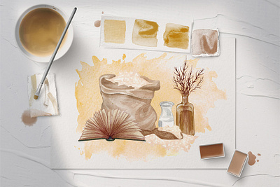 Baking tools bakery baking book illustration food and drink food illustration illustration logo watercolor