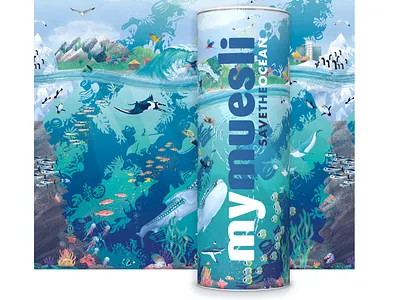 MyMuesli package design illustration animal illustration animals digital illustration food packaging illustration illustration art ocean ocean art ocean illustration ocean life package design package illustration packaging packaging design packaging illustration plastic pollution product illustration save the ocean surfing vector illustration