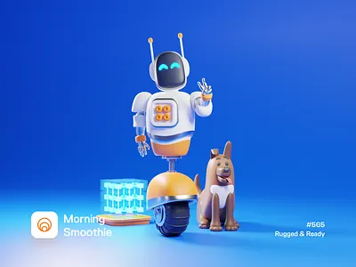 Rugged & Ready 3d 3d art 3d artist 3d modeling blender blender3d diorama dog doggy dogs futurism futuristic illustration isometric isometric design isometric illustration low poly robot robots technology