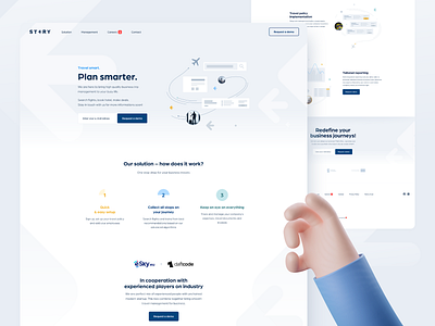 STERY | Website app booking business trip clean flight graphic design illustrations interface management app minimal planning report simple travel trip planner ui ux web web design website