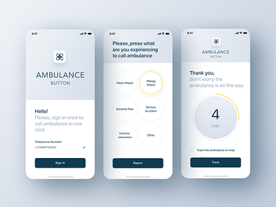 Ambulance Button App ambulance app autorization clean figma first aid gray help light login medicine minimalist mobile san francisco sign in ui