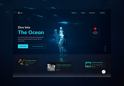 Dive - Landing Page 2021 3d app apps design branding design designers following landing page ocean popular design popular shot trendy typography ui uiconcept uidesign uiux ux uxdesign