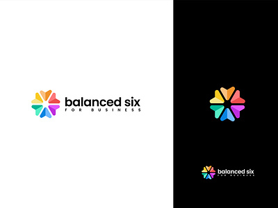 BALANCED SIX 6 logo brand design brand identity branding business logo colorful concept design flat logo logo design logo design branding logo maker mimimal minimalist logo modern product logo six vector website logo design