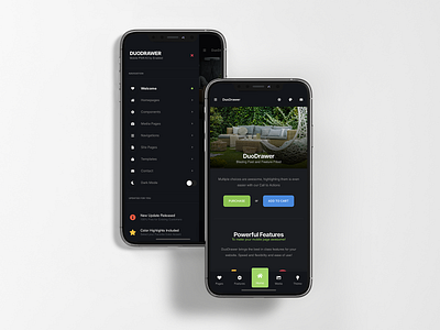 Duo 4.0 | Mobile Kit & PWA app app template app ui dark interface dark mode dark ui footer menu mobile mobile apps mobile design mobile kit mobile ui pwa sidebar design sidebar menu site template ui ux ux web app web app design