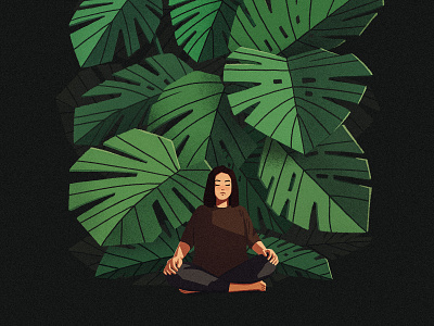 monstera art calm concept illustration leaves meditation monstera peaceful photoshop plants quiet