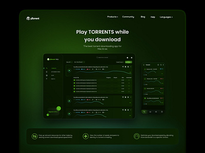 Landing Page U Torrent Redesign app branding download green ios app design landing page landingpage redesign torrent web web redesign webdesign website design