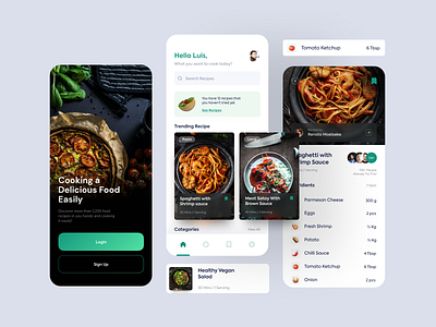 Food Recipe App app clean culinary diet flat food food app gradient meals recipe ui