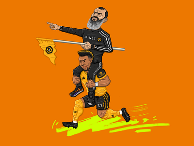 Premier League Jousting - Part 2 ⚽️ adama traore adobe claudio barreiro digital art digital illustration draw editorial football football club gltv goallounge tv illustration illustrator premier league procreate soccer sport sports wolverhampton wolves