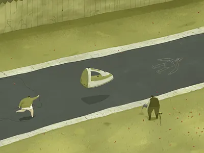 Big Iron big iron gardening housework illustration iron suburbs surreal