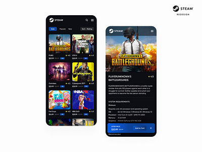 STEAM App Redesign app app design design game store redesign steam steampunk ui uiux ux