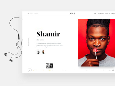 One Podcast avatars clean design player podcast typography ui ux white