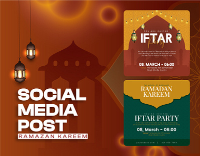 Ramadan Iftar Invitation Social Media Post Collection beautiful collection gathering iftar iftar party invitation islamic kareem media party post ramadan social social media posts template