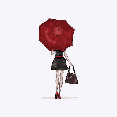Woman with an umbrella design flatdesign flatposter illustration vector