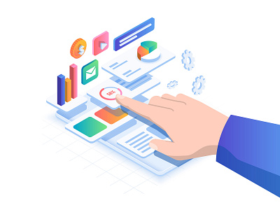 Data Analysis 3d accounting analysis creative data design hand illustration isometric virtual